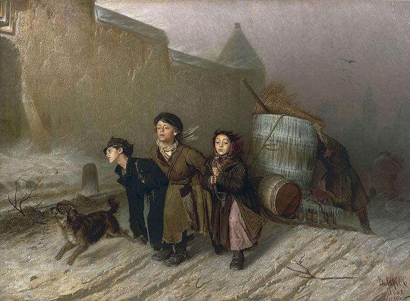 Vasily Perov Troika. Apprentices fetch water Sweden oil painting art